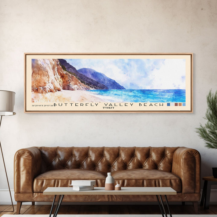 Butterfly Valley Beach, Turkey Watercolor Print, Vacation Gift, Turkey Wall Art, Vacation Wall Art, Vacatation Memories, Beach Decor, Beach Or Lakehouse Art