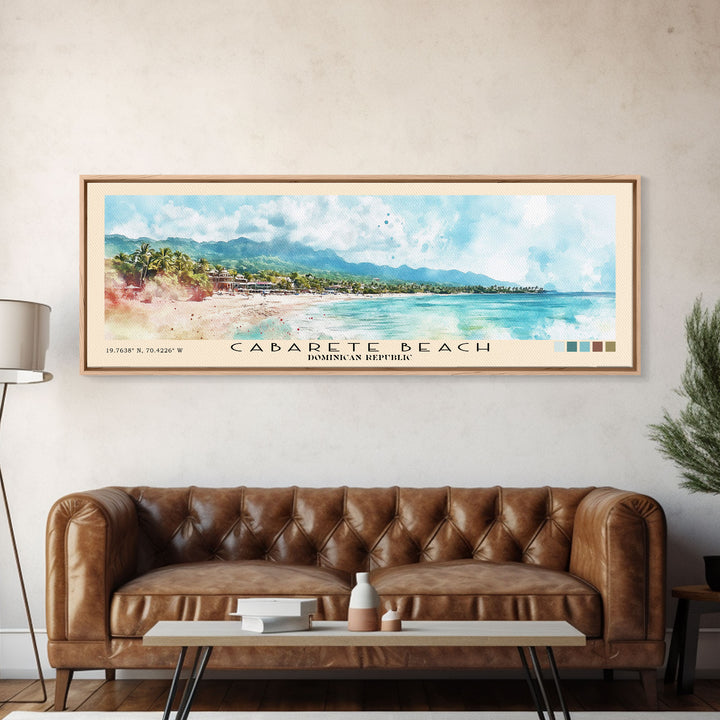 Cabarete Beach, Dominican Republic Watercolor Print, Vacation Gift, Dominican Republic Wall Art, Beach Painting, Beach Decor, Large Wall Art, Wood Frame Art