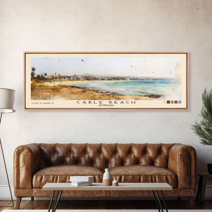 Cable Beach, Australia Watercolor Print, Vacation Gift, Australia Wall Art, Beach Painting, Beach Decor, Beach Or Lakehouse Art