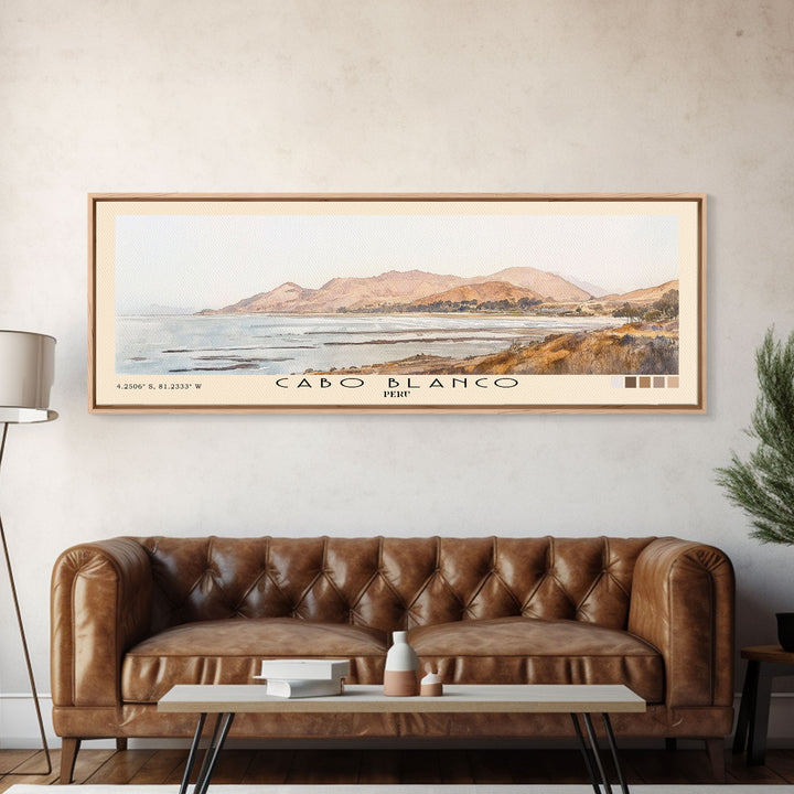 Cabo Blanco, Peru Watercolor Beach Print, Vacation Gift, Peru Wall Art, Beach Painting, Beach Decor, Beach Painting