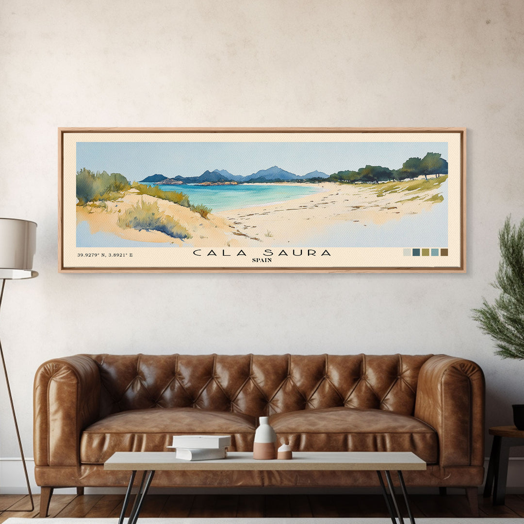 Cala Saura, Spain Watercolor Print, Vacation Gift, Spain Wall Art, Vacation Wall Art, Vacatation Memories, Beach Decor, Beach Or Lakehouse Art