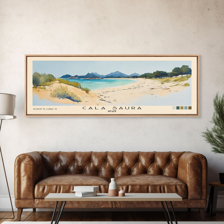 Cala Saura, Spain Watercolor Print, Vacation Gift, Spain Wall Art, Vacation Wall Art, Vacatation Memories, Beach Decor, Beach Or Lakehouse Art