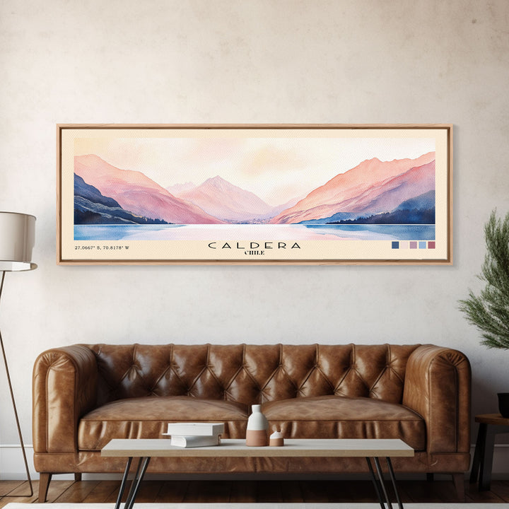 Caldera, Chile Watercolor Print, Vacation Gift, Chile Wall Art, Beach Painting, Beach Decor, Large Wall Art, Wood Frame Art