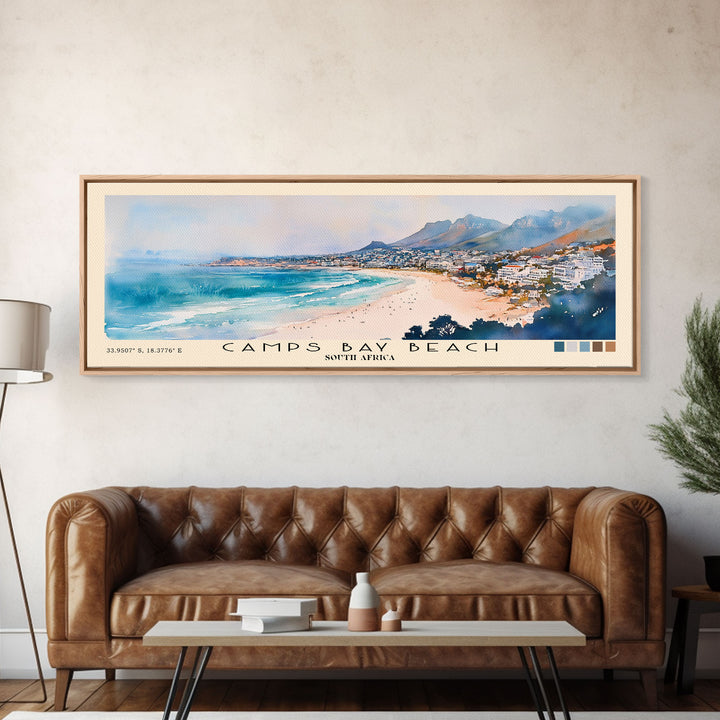 Camps Bay Beach, South Africa Watercolor Print, Vacation Gift, South Africa Wall Art, Beach Painting, Beach Decor, Beach Or Lakehouse Art