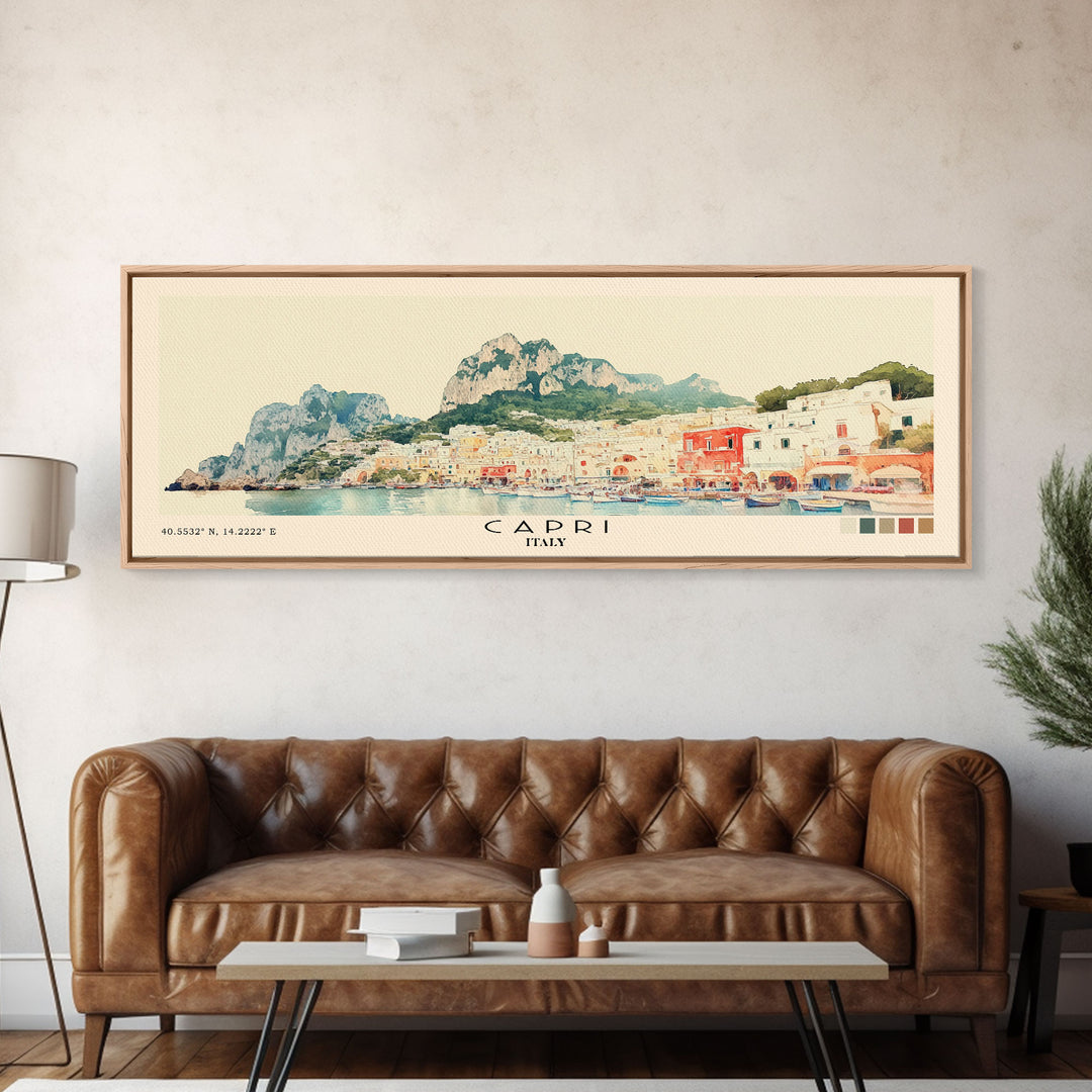 Capri, Italy Watercolor Beach Print, Vacation Gift, Italy Wall Art, Beach Painting, Beach Decor, Beach Painting