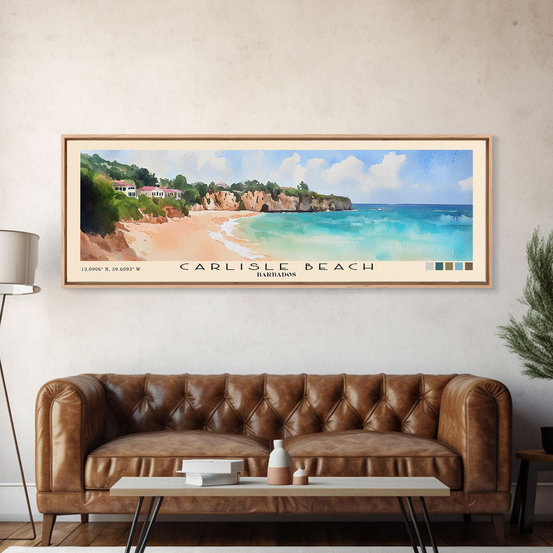 Carlisle Beach, Barbados Watercolor Print, Vacation Gift, Barbados Wall Art, Beach Painting, Beach Decor, Beach Or Lakehouse Art