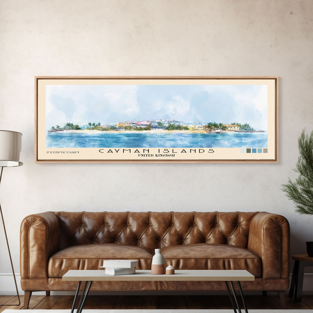 Cayman Islands, United Kingdom Watercolor Beach Print, Vacation Gift, United Kingdom Wall Art, Beach Painting, Beach Decor, Beach Painting