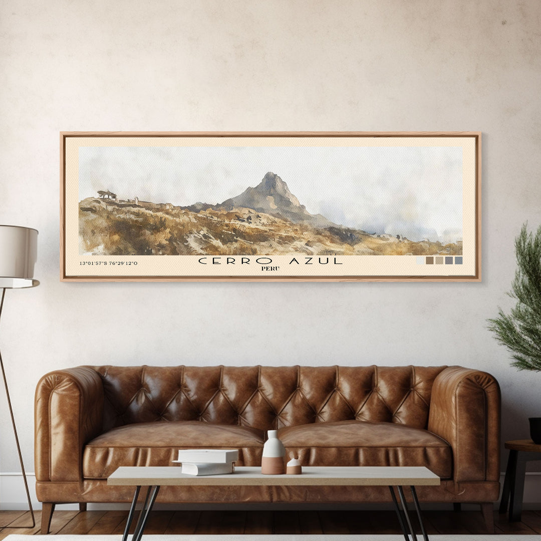 Cerro Azul, Peru Watercolor Print, Vacation Gift, Peru Wall Art, Vacation Wall Art, Vacatation Memories, Beach Decor, Beach Or Lakehouse Art