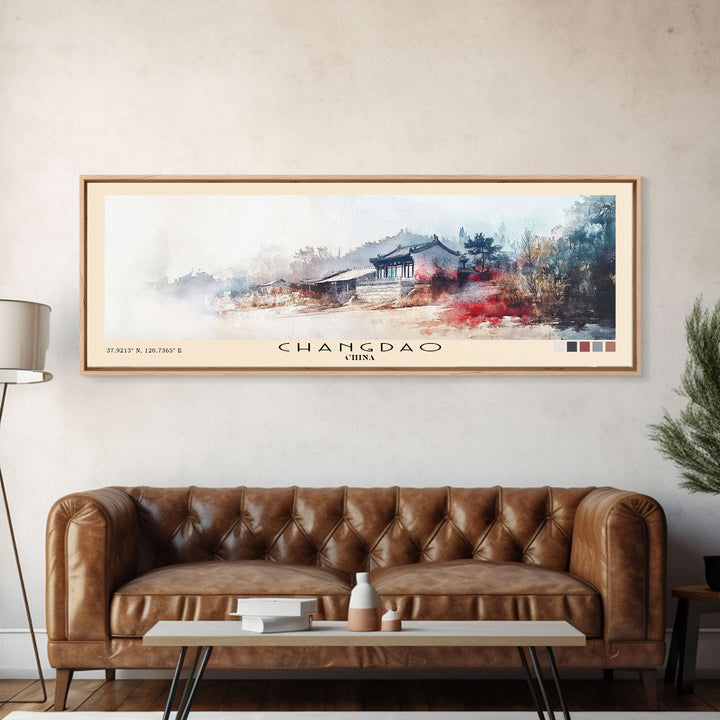 Changdao, China Watercolor Beach Print, Vacation Gift, China Wall Art, Beach Painting, Beach Decor, Beach Painting