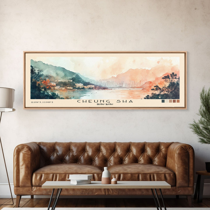 Cheung Sha, Hong Kong Watercolor Print, Vacation Gift, Hong Kong Wall Art, Vacation Wall Art, Vacatation Memories, Beach Decor, Beach Or Lakehouse Art
