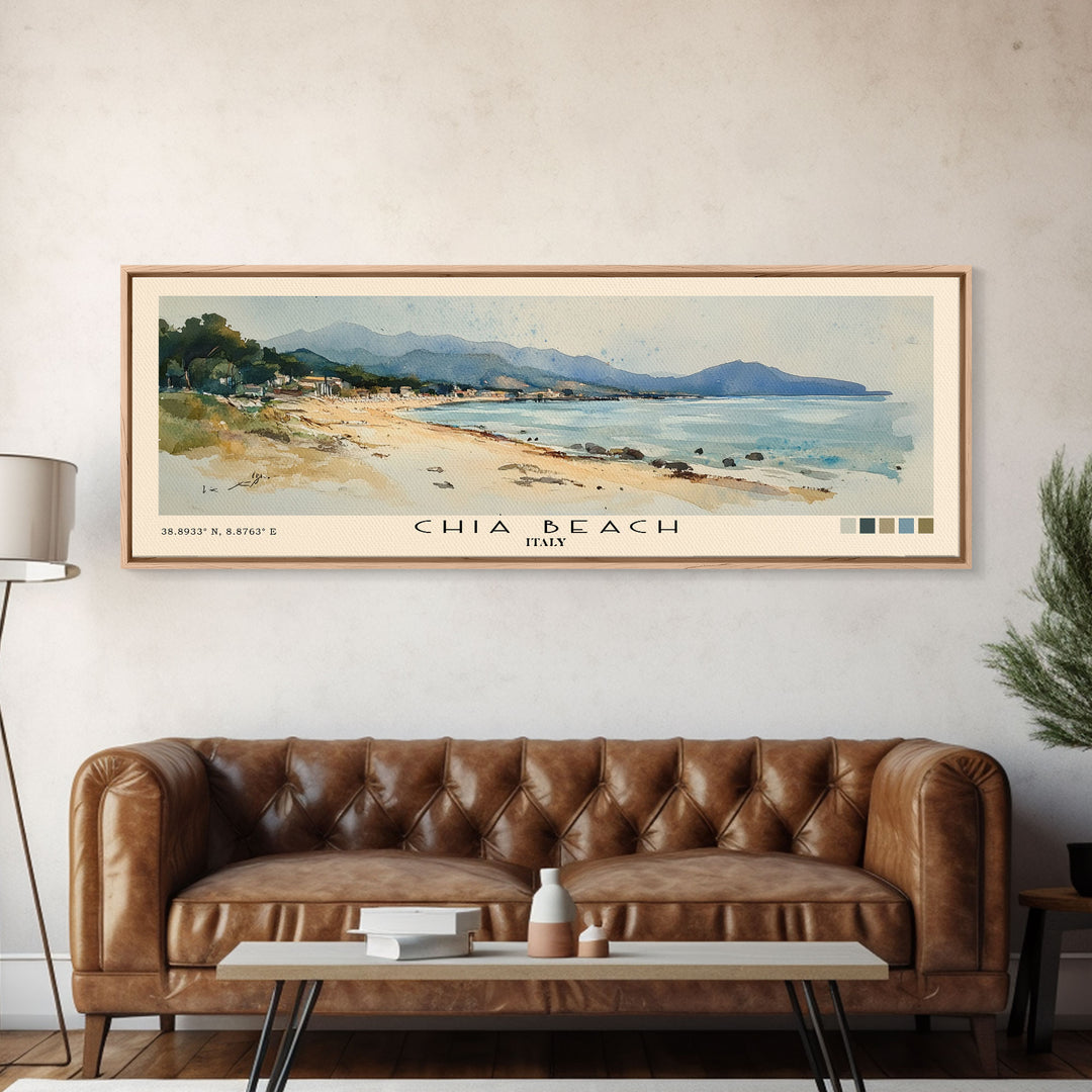 Chia Beach, Italy Watercolor Print, Vacation Gift, Italy Wall Art, Beach Painting, Beach Decor, Beach Or Lakehouse Art