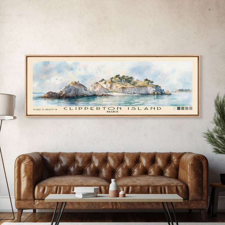 Clipperton Island, France Watercolor Print, Vacation Gift, France Wall Art, Vacation Wall Art, Vacatation Memories, Beach Decor, Beach Or Lakehouse Art