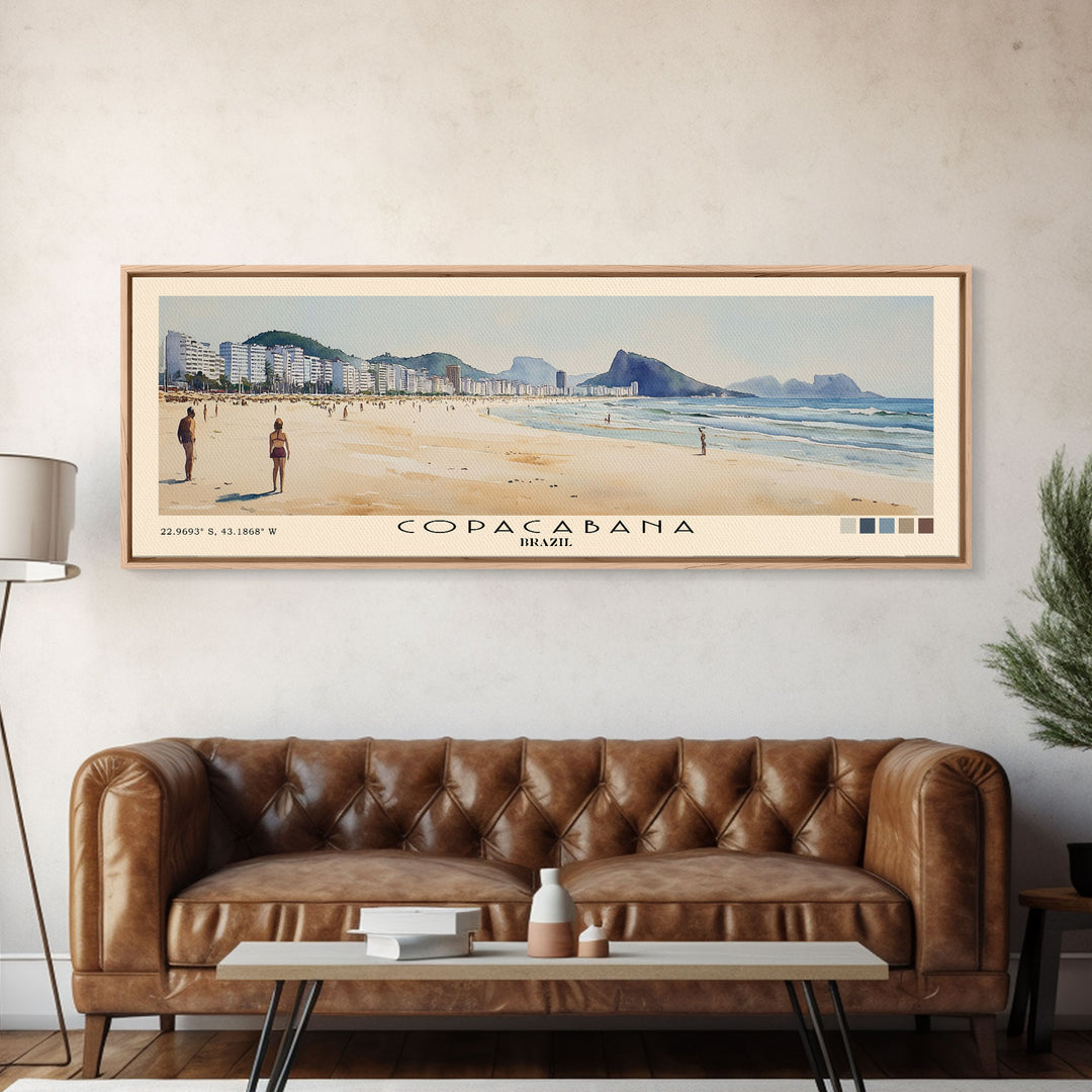 Copacabana, Brazil Watercolor Print, Vacation Gift, Brazil Wall Art, Beach Painting, Beach Decor, Beach Or Lakehouse Art