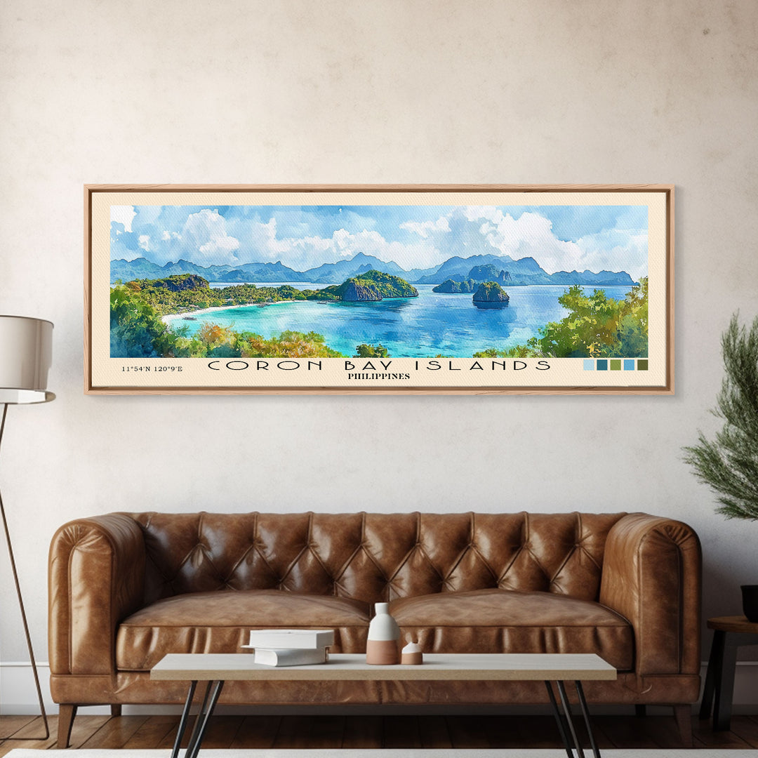 Coron Bay Islands, Philippines Watercolor Print, Vacation Gift, Philippines Wall Art, Beach Painting, Beach Decor, Beach Or Lakehouse Art