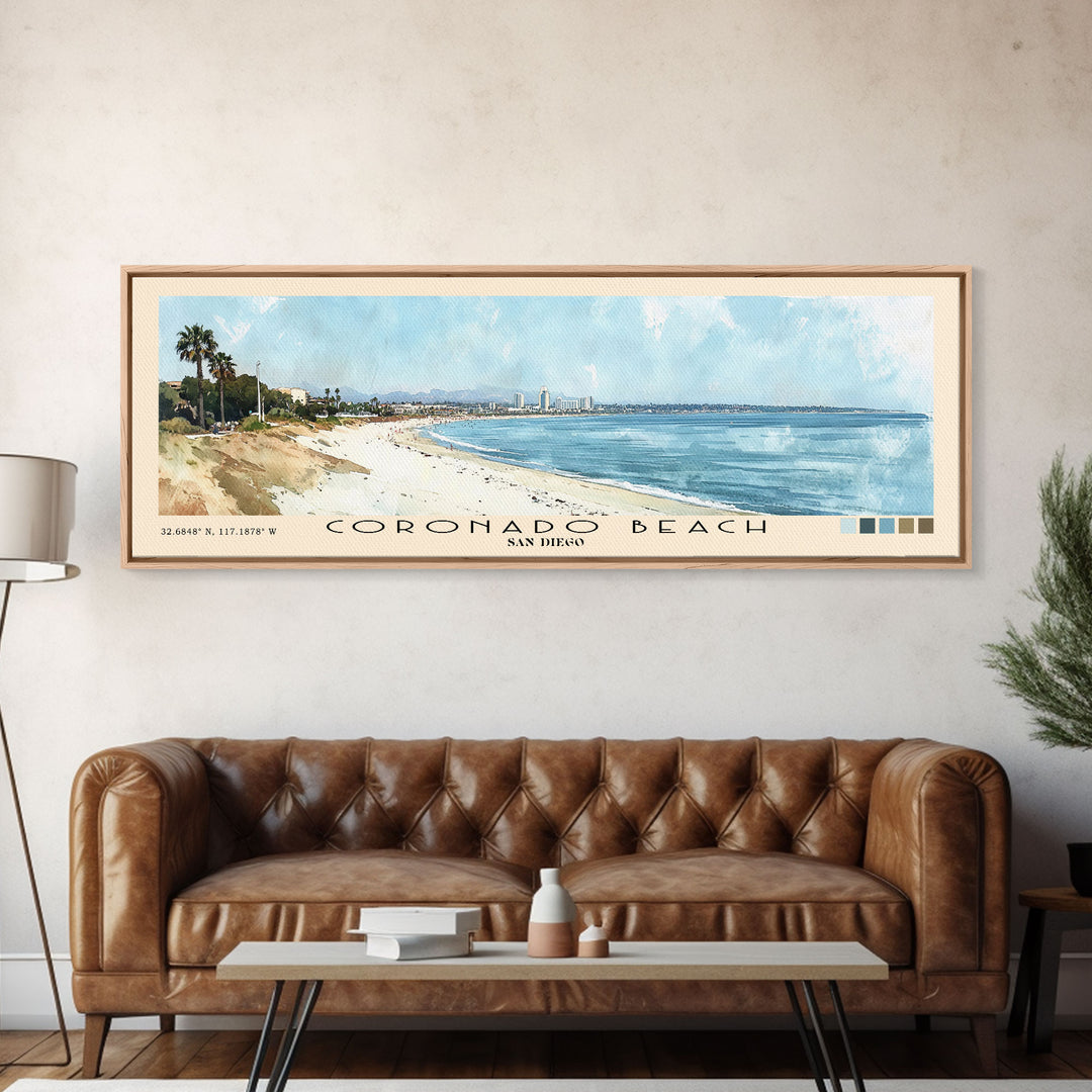 Coronado Beach, San Diego Watercolor Beach Print, Vacation Gift, San Diego Wall Art, Beach Painting, Beach Decor, Beach Painting