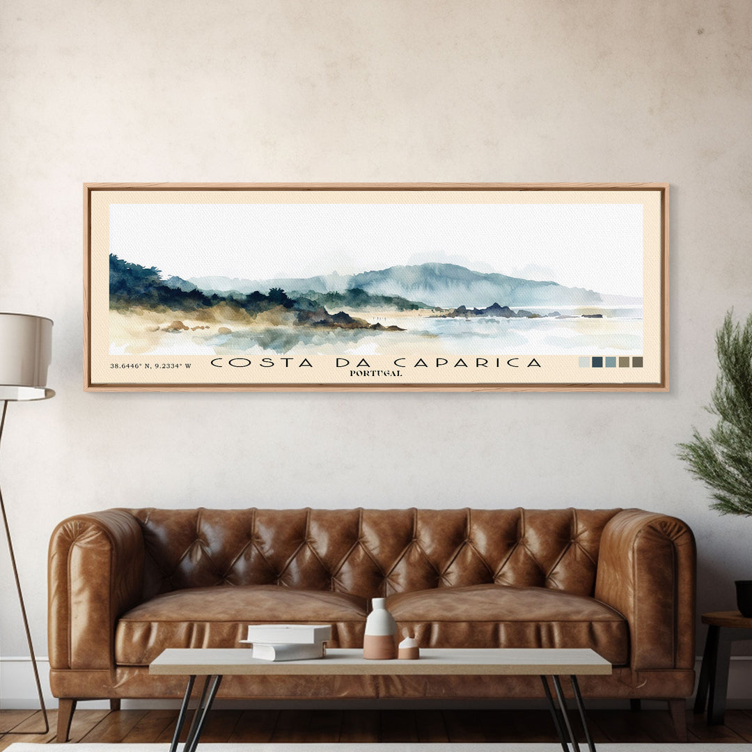 Costa da Caparica, Portugal Watercolor Beach Print, Vacation Gift, Portugal Wall Art, Beach Painting, Beach Decor, Beach Painting