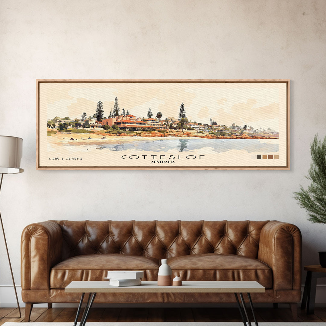 Cottesloe, Australia Watercolor Print, Vacation Gift, Australia Wall Art, Vacation Wall Art, Vacatation Memories, Beach Decor, Beach Or Lakehouse Art