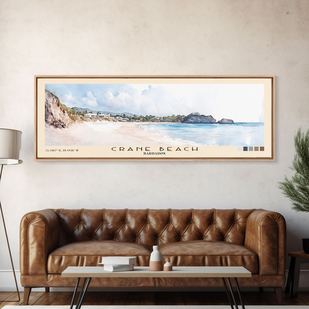 Crane Beach, Barbados Watercolor Print, Vacation Gift, Barbados Wall Art, Vacation Wall Art, Vacatation Memories, Beach Decor, Beach Or Lakehouse Art
