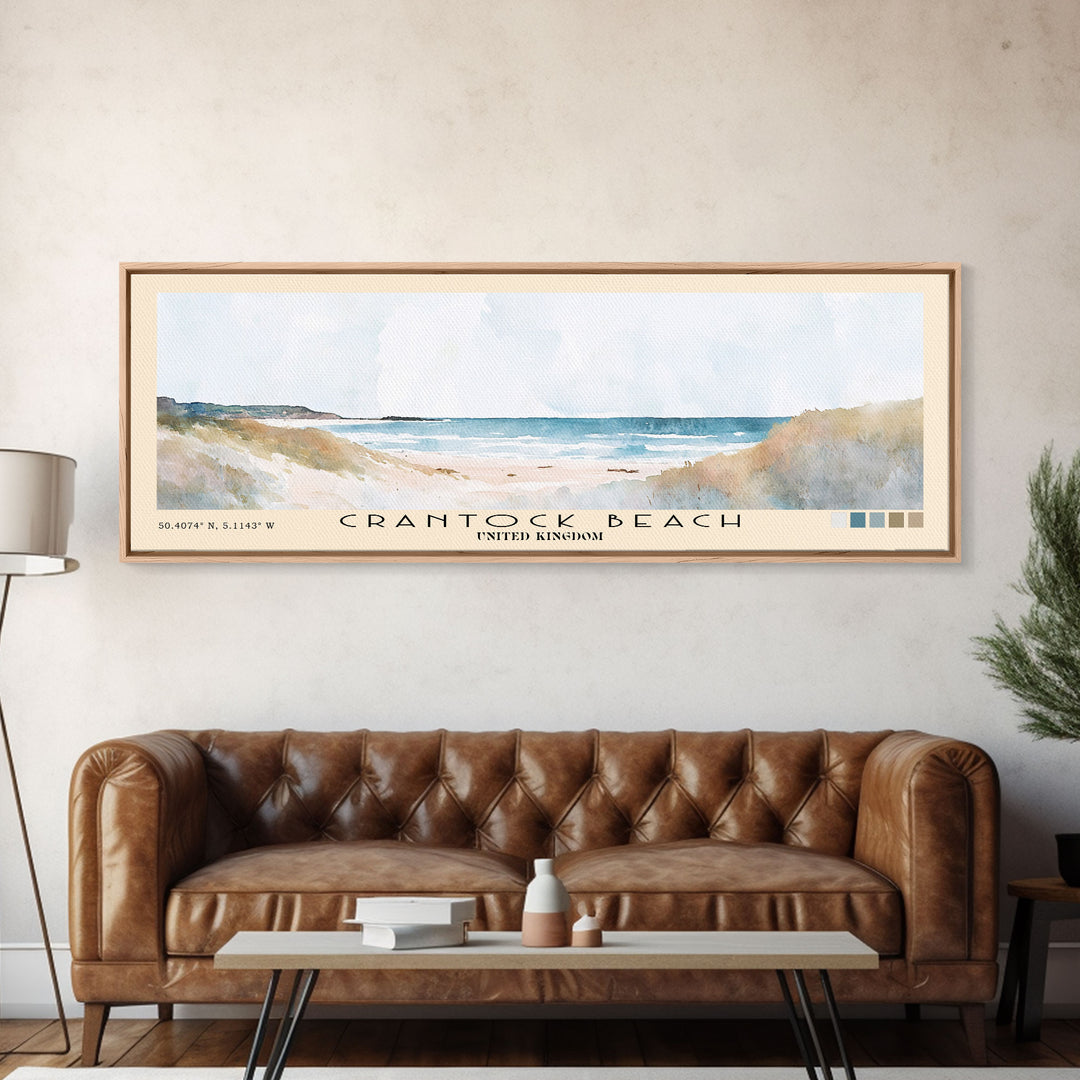 Crantock Beach, United Kingdom Watercolor Print, Vacation Gift, United Kingdom Wall Art, Beach Painting, Beach Decor, Beach Or Lakehouse Art