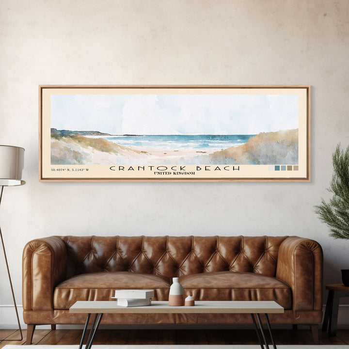 Crantock Beach, United Kingdom Watercolor Print, Vacation Gift, United Kingdom Wall Art, Beach Painting, Beach Decor, Beach Or Lakehouse Art