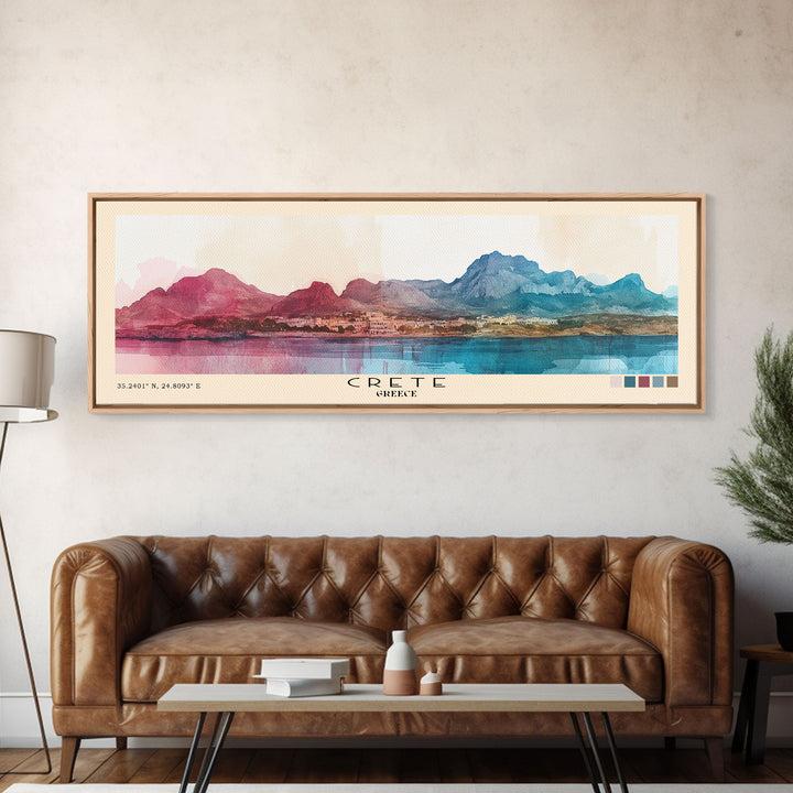 Crete, Greece Watercolor Beach Print, Vacation Gift, Greece Wall Art, Beach Painting, Beach Decor, Beach Painting