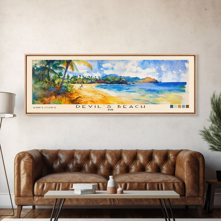 Devil’s Beach, Fiji Watercolor Beach Print, Vacation Gift, Fiji Wall Art, Beach Painting, Beach Decor, Beach Painting