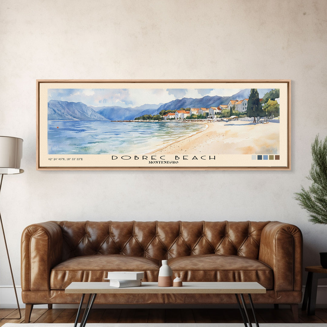 Dobrec Beach, Montenegro Watercolor Beach Print, Vacation Gift, Montenegro Wall Art, Beach Painting, Beach Decor, Beach Painting