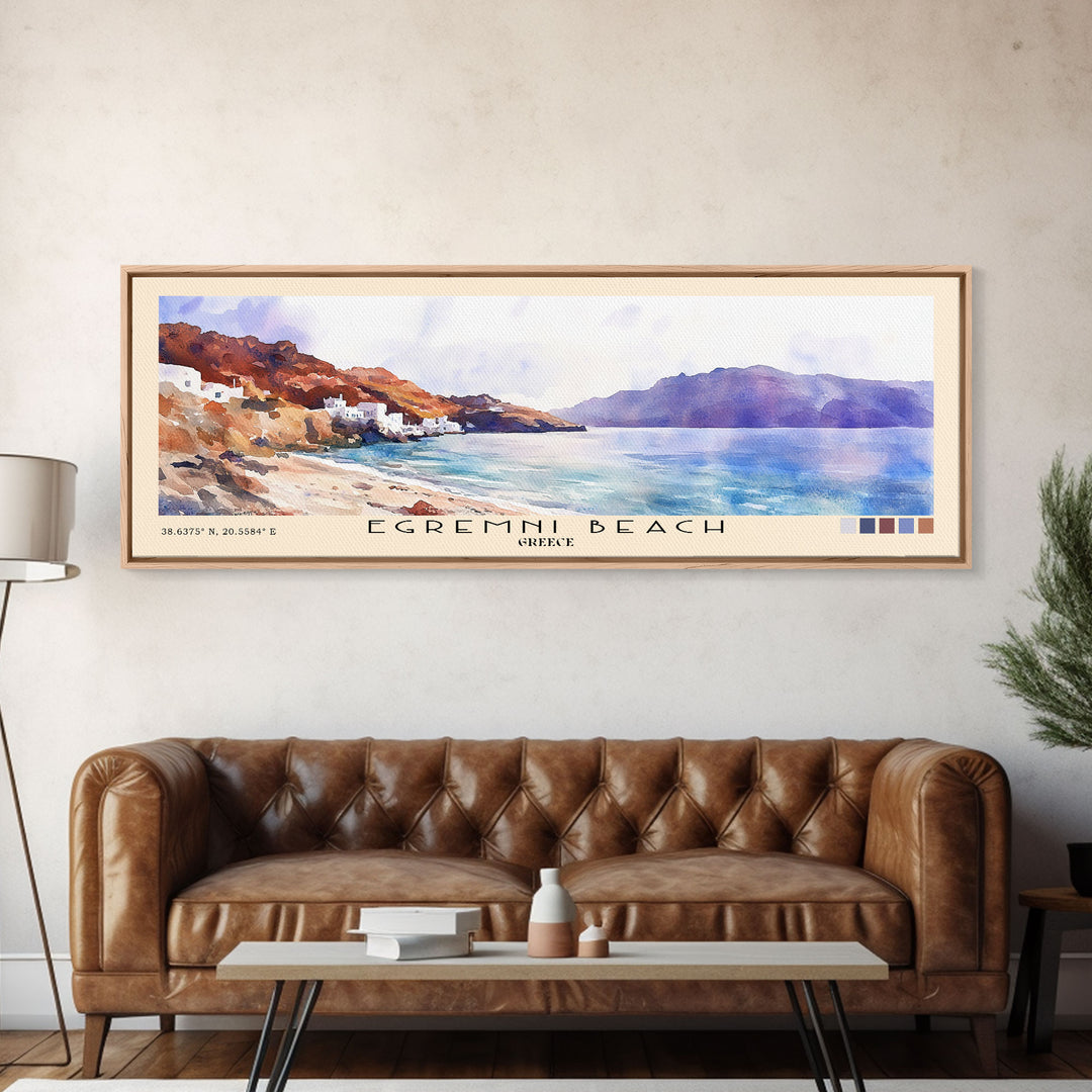 Egremni Beach, Greece Watercolor Print, Vacation Gift, Greece Wall Art, Vacation Wall Art, Vacatation Memories, Beach Decor, Beach Or Lakehouse Art