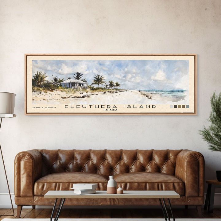 Eleuthera Island, Bahamas Watercolor Print, Vacation Gift, Bahamas Wall Art, Beach Painting, Beach Decor, Large Wall Art, Wood Frame Art