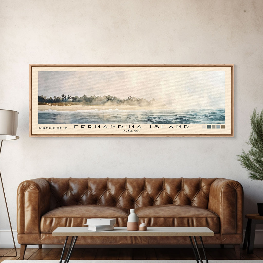 Fernandina Island, Ecuador Watercolor Print, Vacation Gift, Ecuador Wall Art, Vacation Wall Art, Vacatation Memories, Beach Decor, Beach Or Lakehouse Art