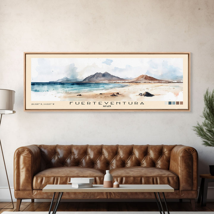 Fuerteventura, Spain Watercolor Print, Vacation Gift, Spain Wall Art, Beach Painting, Beach Decor, Beach Or Lakehouse Art