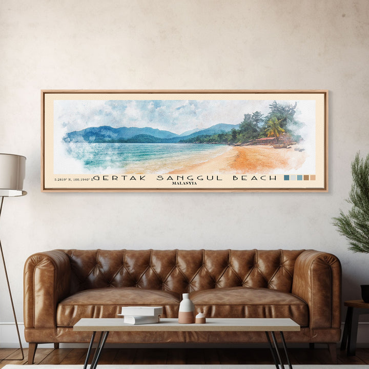 Gertak Sanggul Beach, Malasyia Watercolor Print, Vacation Gift, Malasyia Wall Art, Beach Painting, Beach Decor, Beach Or Lakehouse Art