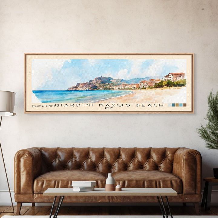 Giardini naxos beach, Italy Watercolor Beach Print, Vacation Gift, Italy Wall Art, Beach Painting, Beach Decor, Beach Painting