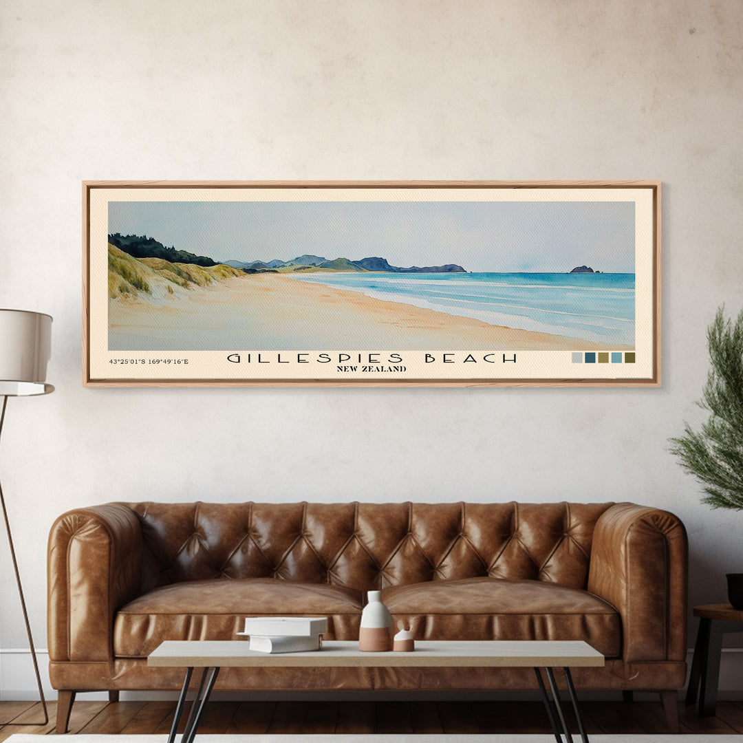 Gillespies Beach, New Zealand Watercolor Print, Vacation Gift, New Zealand Wall Art, Vacation Wall Art, Vacatation Memories, Beach Decor, Beach Or Lakehouse Art