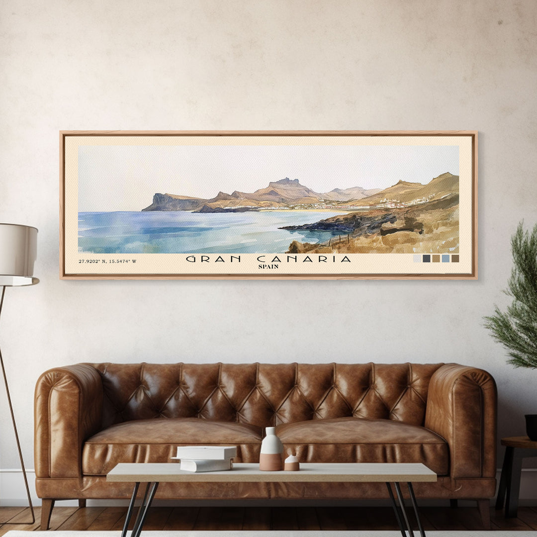 Gran Canaria, Spain Watercolor Beach Print, Vacation Gift, Spain Wall Art, Beach Painting, Beach Decor, Beach Painting