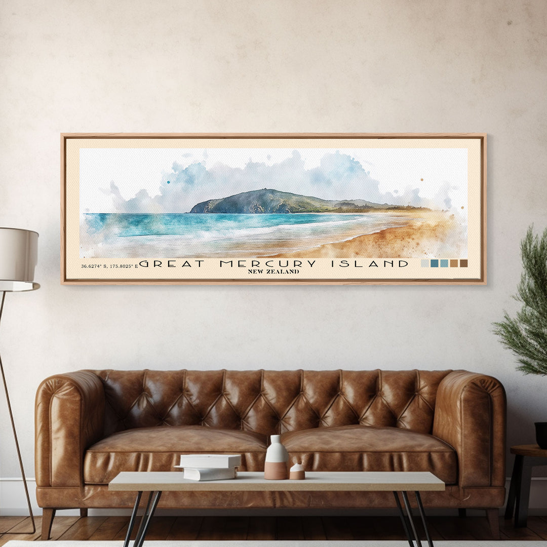 Great Mercury Island, New Zealand Watercolor Print, Vacation Gift, New Zealand Wall Art, Vacation Wall Art, Vacatation Memories, Beach Decor, Beach Or Lakehouse Art