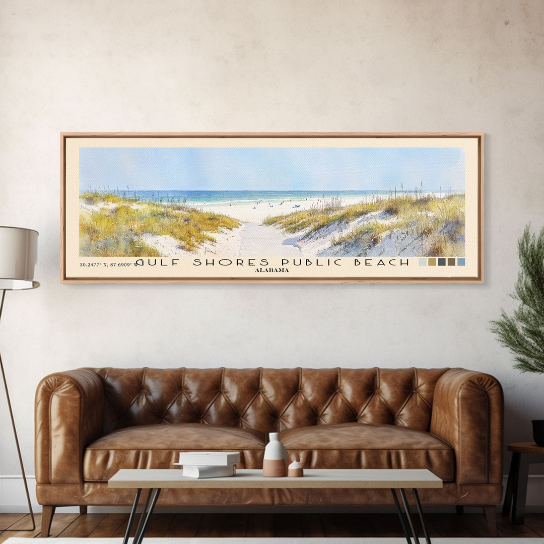 Gulf Shores Public Beach, Alabama Watercolor Print, Vacation Gift, Alabama Wall Art, Beach Painting, Beach Decor, Large Wall Art, Wood Frame Art