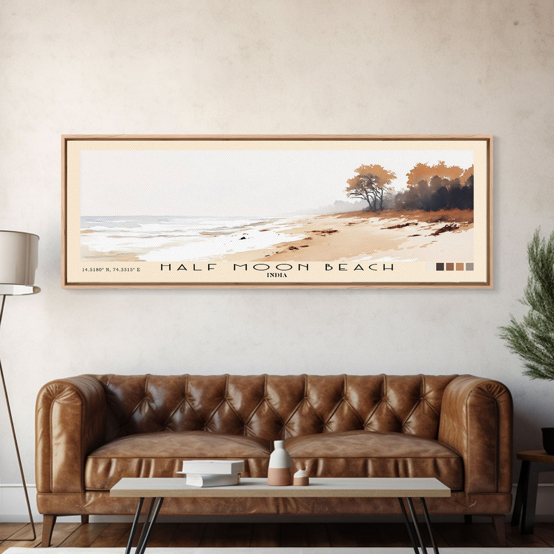 Half Moon Beach, India Watercolor Print, Vacation Gift, India Wall Art, Beach Painting, Beach Decor, Beach Or Lakehouse Art
