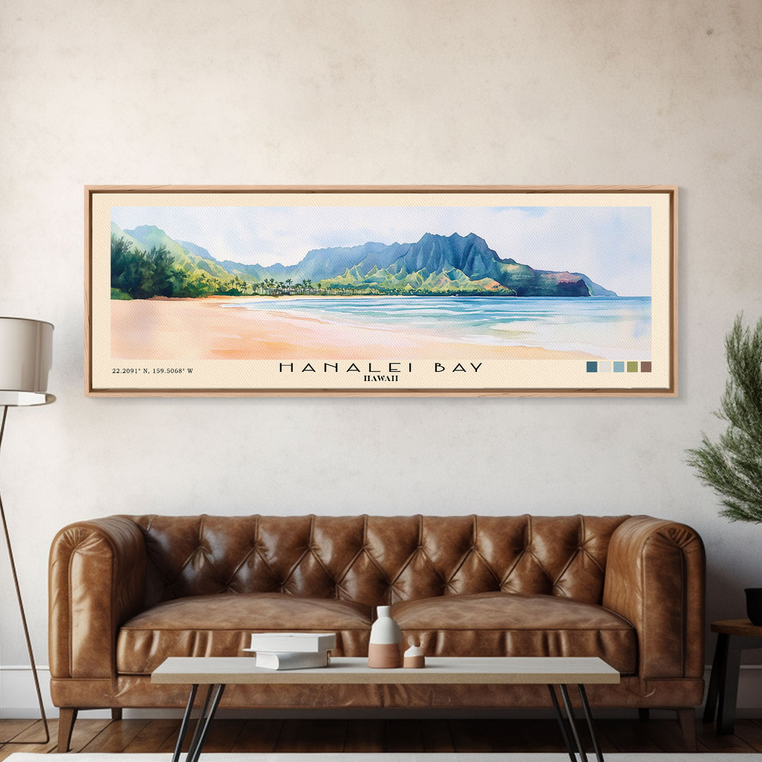 Hanalei Bay, Hawaii Watercolor Print, Vacation Gift, Hawaii Wall Art, Vacation Wall Art, Vacatation Memories, Beach Decor, Beach Or Lakehouse Art