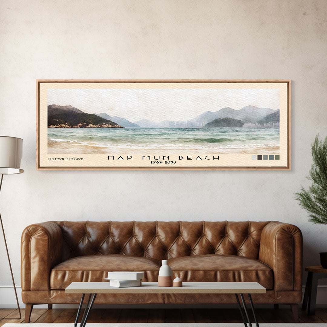 Hap Mun Beach, Hong Kong Watercolor Print, Vacation Gift, Hong Kong Wall Art, Beach Painting, Beach Decor, Beach Or Lakehouse Art