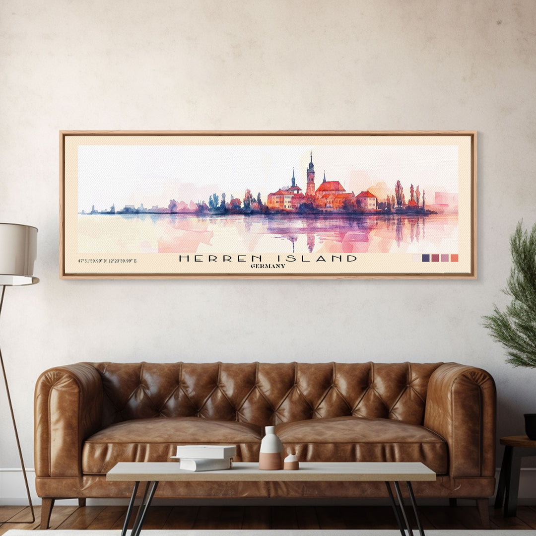 Herren Island, Germany Watercolor Print, Vacation Gift, Germany Wall Art, Beach Painting, Beach Decor, Large Wall Art, Wood Frame Art