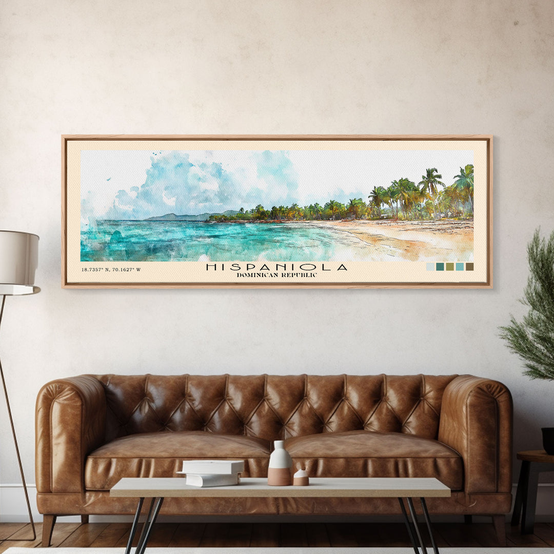 Hispaniola, Dominican Republic Watercolor Beach Print, Vacation Gift, Dominican Republic Wall Art, Beach Painting, Beach Decor, Beach Painting