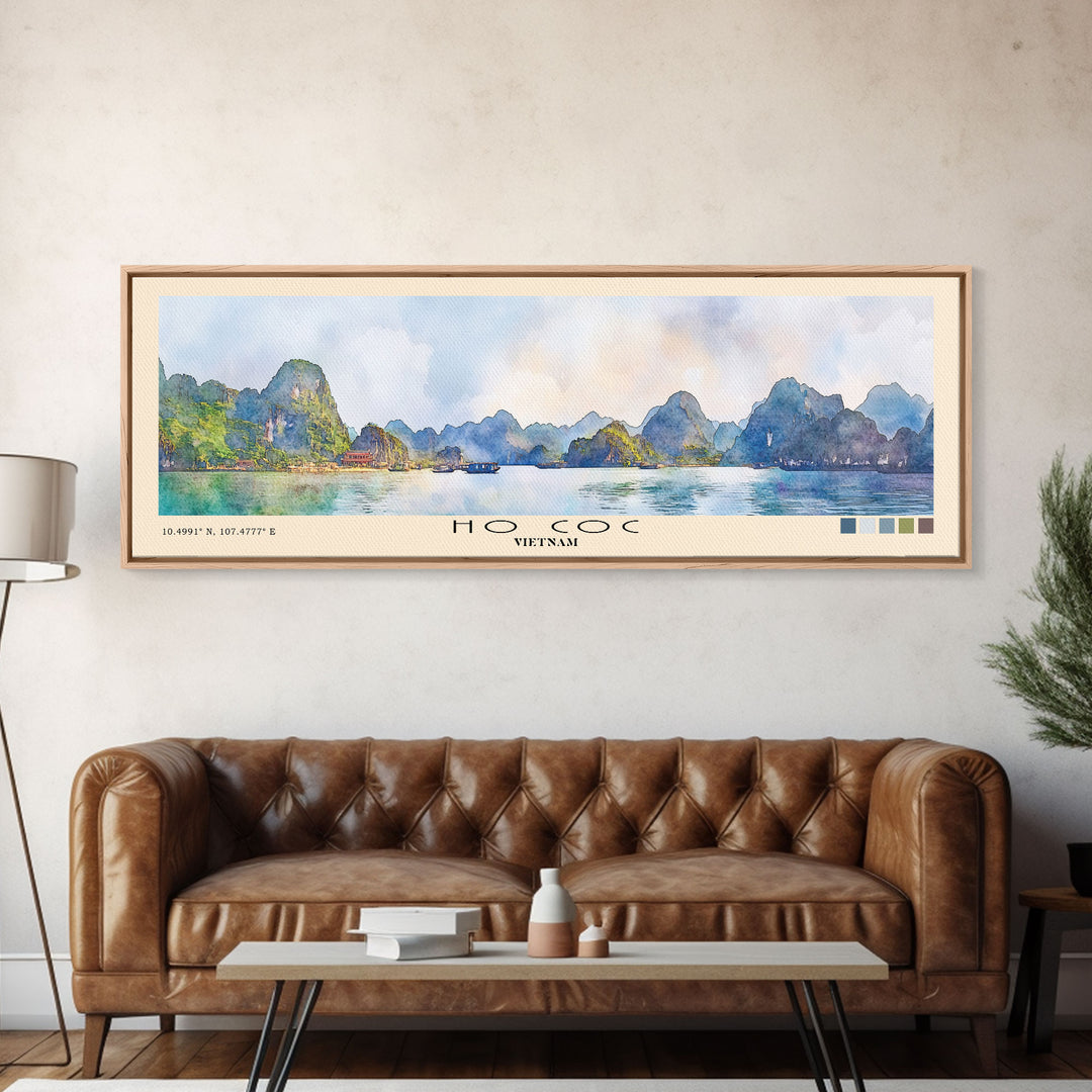Ho Coc, Vietnam Watercolor Print, Vacation Gift, Vietnam Wall Art, Beach Painting, Beach Decor, Large Wall Art, Wood Frame Art