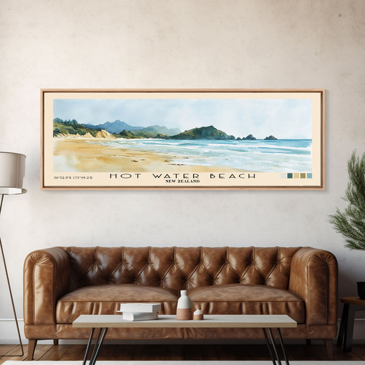 Hot Water Beach, New Zealand Watercolor Print, Vacation Gift, New Zealand Wall Art, Beach Painting, Beach Decor, Beach Or Lakehouse Art