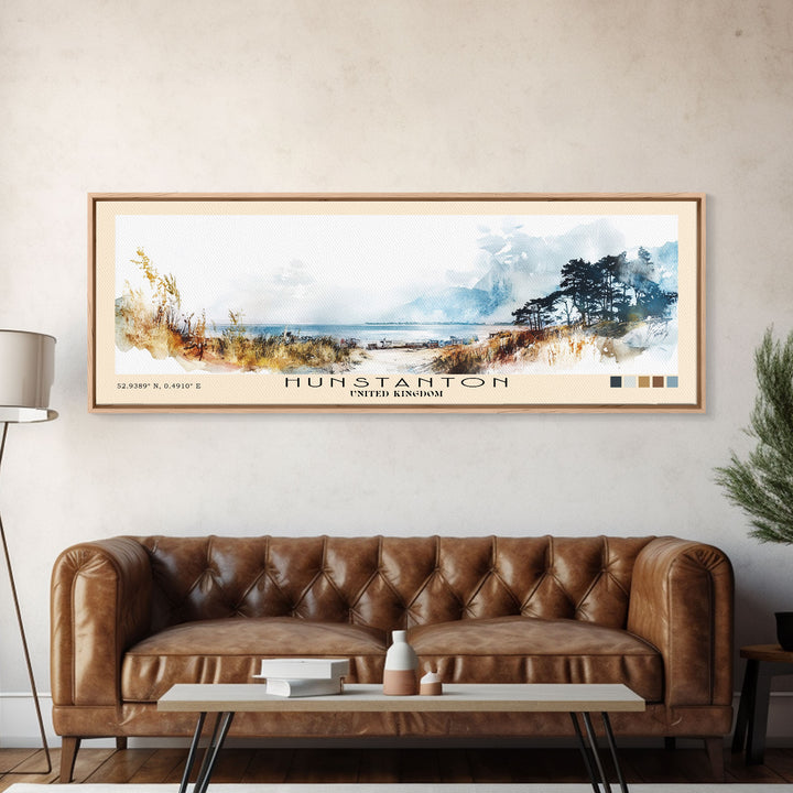 Hunstanton, United Kingdom Watercolor Print, Vacation Gift, United Kingdom Wall Art, Beach Painting, Beach Decor, Beach Or Lakehouse Art