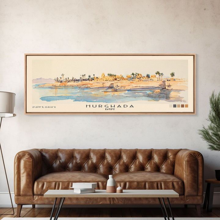 Hurghada, Egypt Watercolor Beach Print, Vacation Gift, Egypt Wall Art, Beach Painting, Beach Decor, Beach Painting