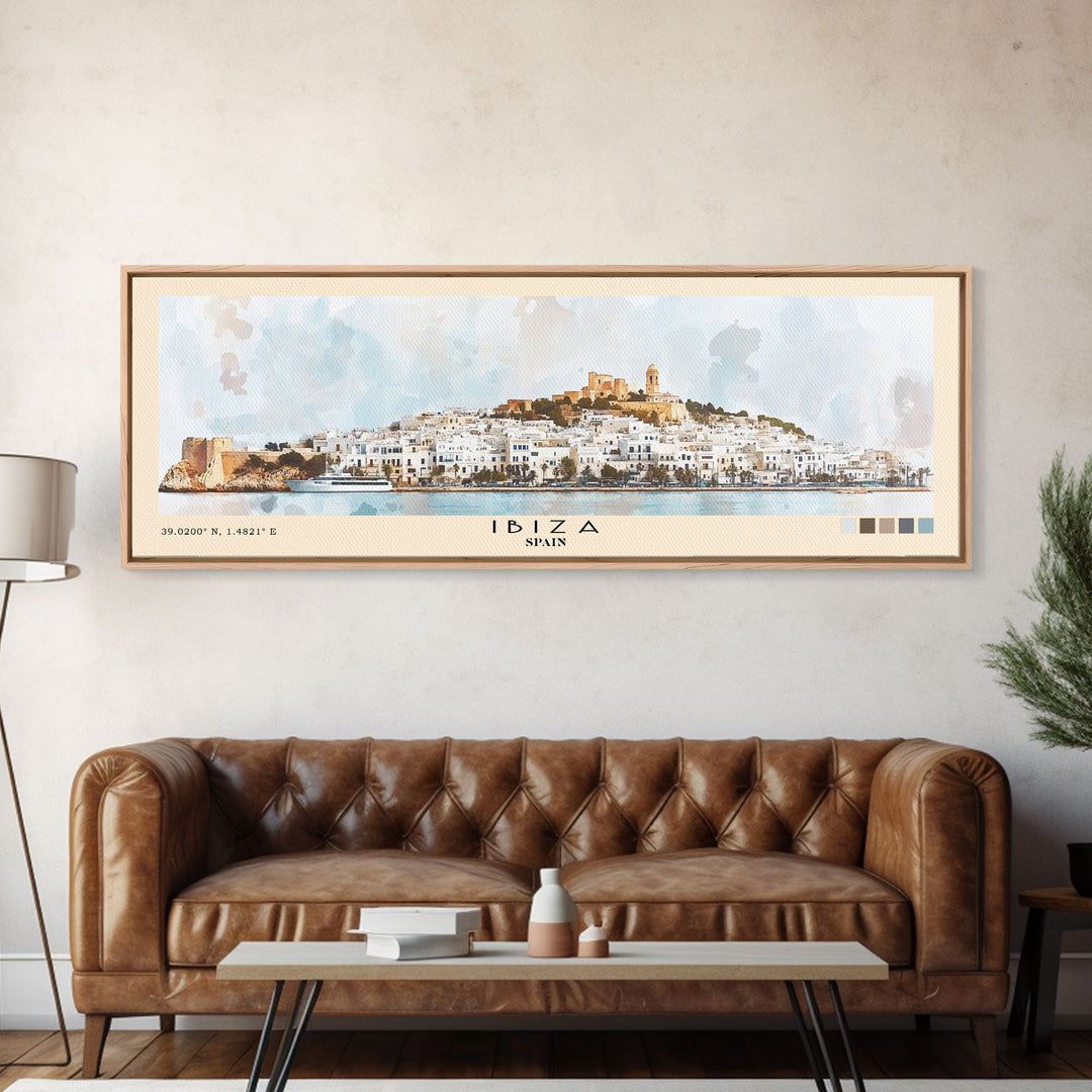 Ibiza, Spain Watercolor Print, Vacation Gift, Spain Wall Art, Beach Painting, Beach Decor, Beach Or Lakehouse Art