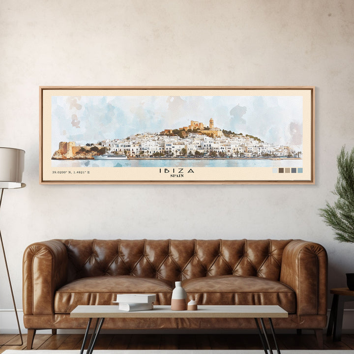 Ibiza, Spain Watercolor Print, Vacation Gift, Spain Wall Art, Beach Painting, Beach Decor, Beach Or Lakehouse Art