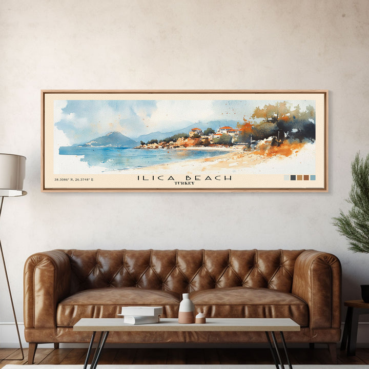 Ilıca Beach, Turkey Watercolor Beach Print, Vacation Gift, Turkey Wall Art, Beach Painting, Beach Decor, Beach Painting