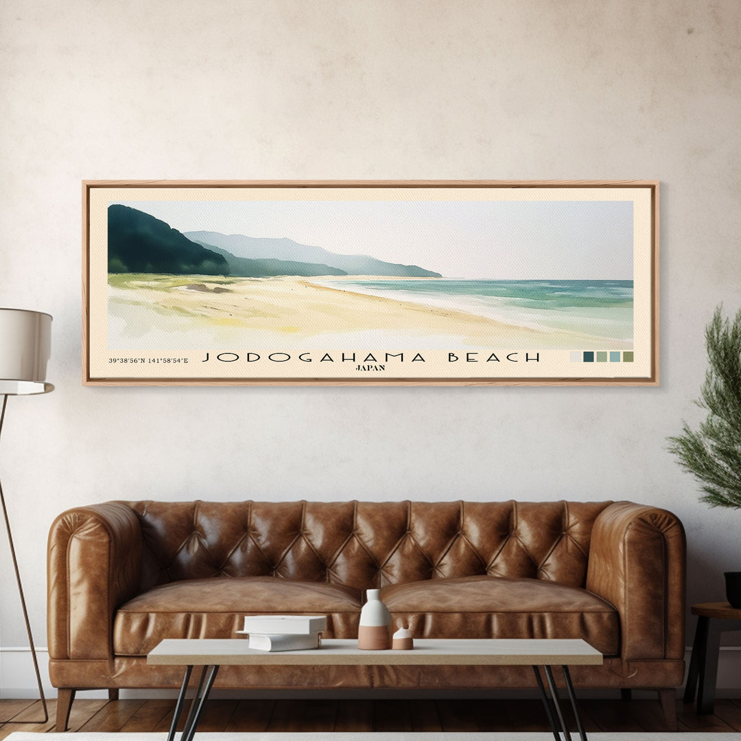 Jodogahama Beach, Japan Watercolor Print, Vacation Gift, Japan Wall Art, Beach Painting, Beach Decor, Beach Or Lakehouse Art